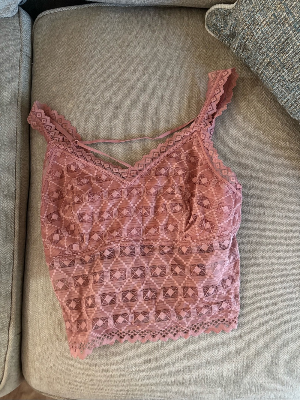 BKE Lace Bralette Crop Top in Dusty Rose - Picture 1 of 1